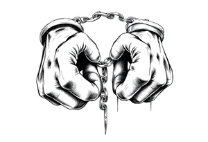 broken handcuffs corrupt system tattoo idea