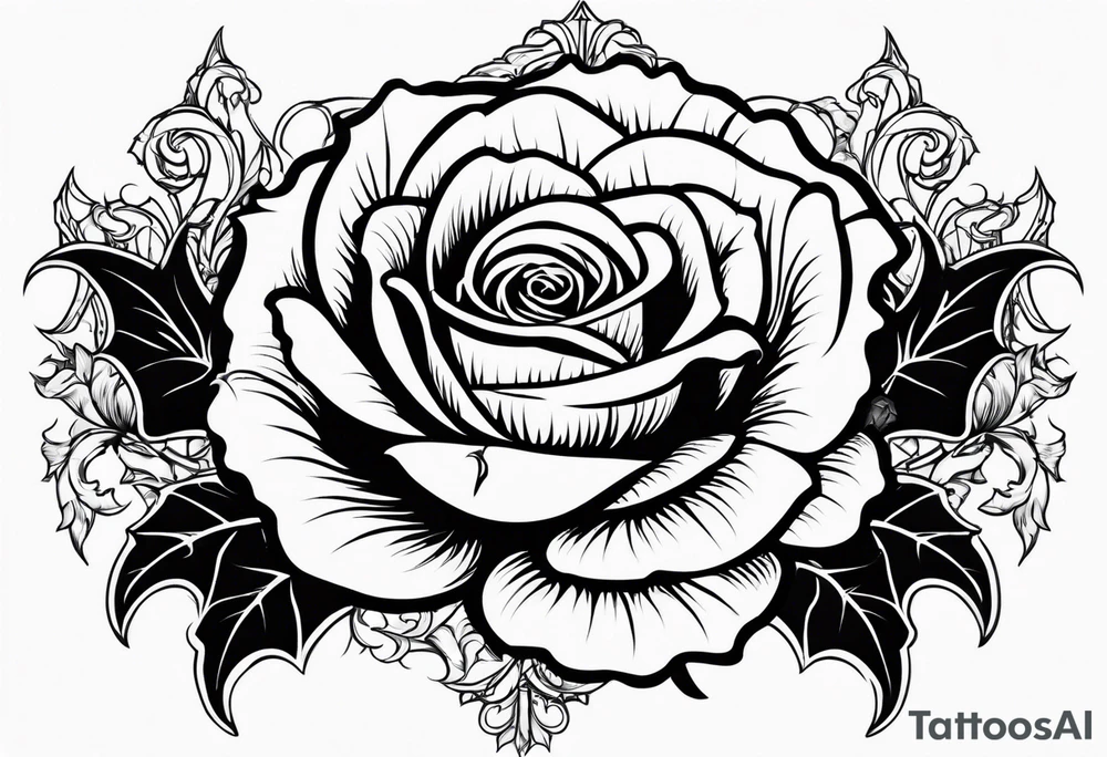Gothic rose and bats tattoo tattoo idea