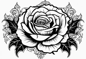 Gothic rose and bats tattoo tattoo idea