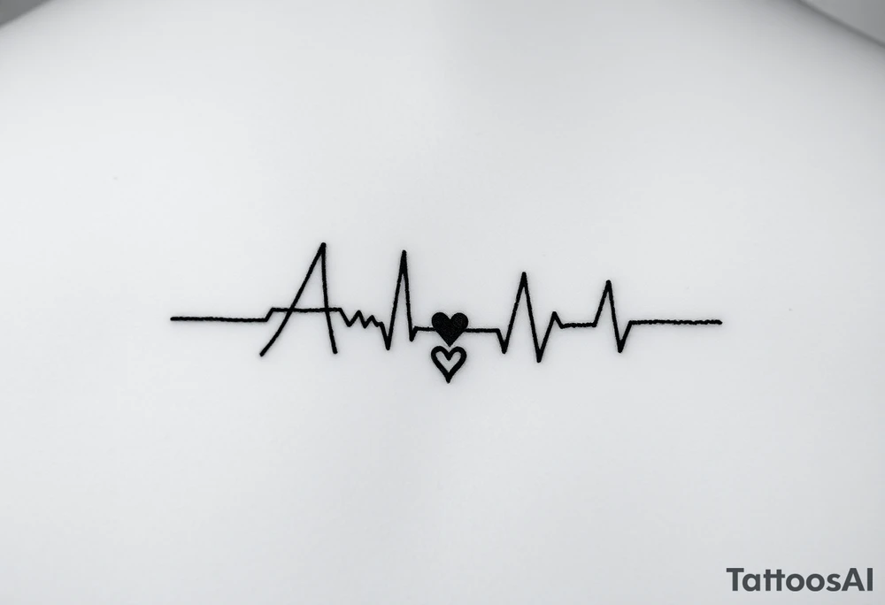 Name Aria to be written like a ECG with a little black heart at the end ,Minimal tattoo for wrist tattoo idea