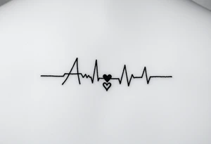 Name Aria to be written like a ECG with a little black heart at the end ,Minimal tattoo for wrist tattoo idea