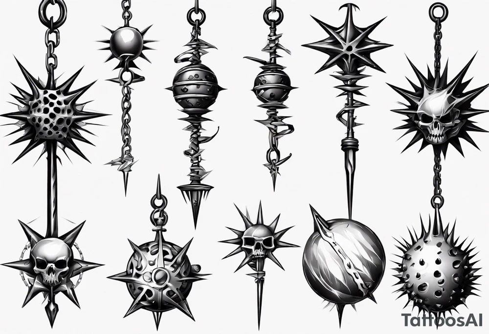spiked ball mace on a chain tattoo idea