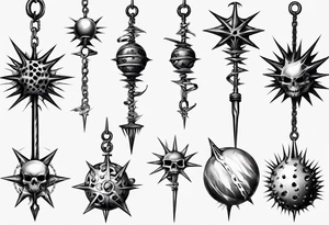 spiked ball mace on a chain tattoo idea
