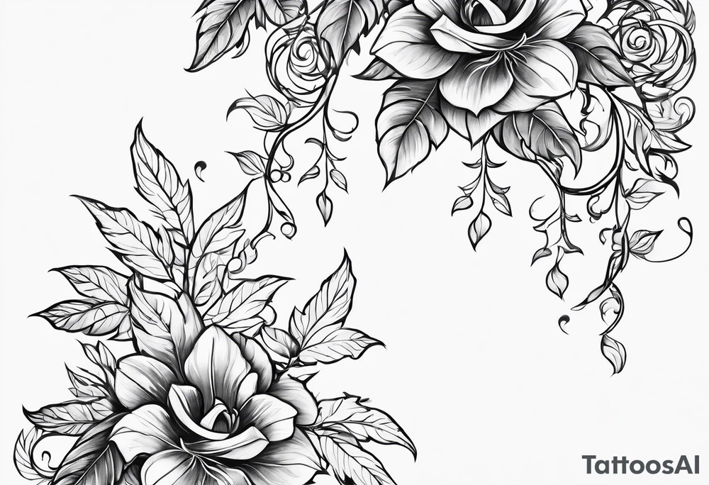 Leafy vines with chain tattoo idea
