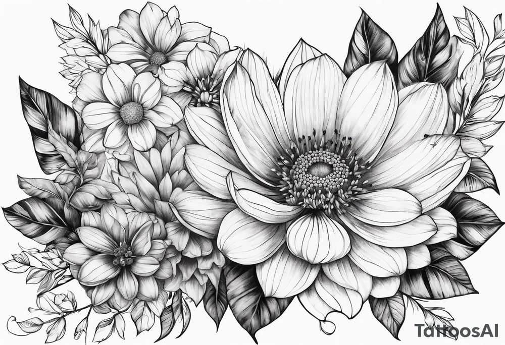 Animal flower tattoo idea