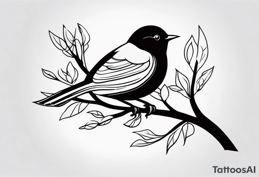 A bird with nest on tree tattoo idea