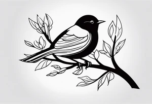 A bird with nest on tree tattoo idea