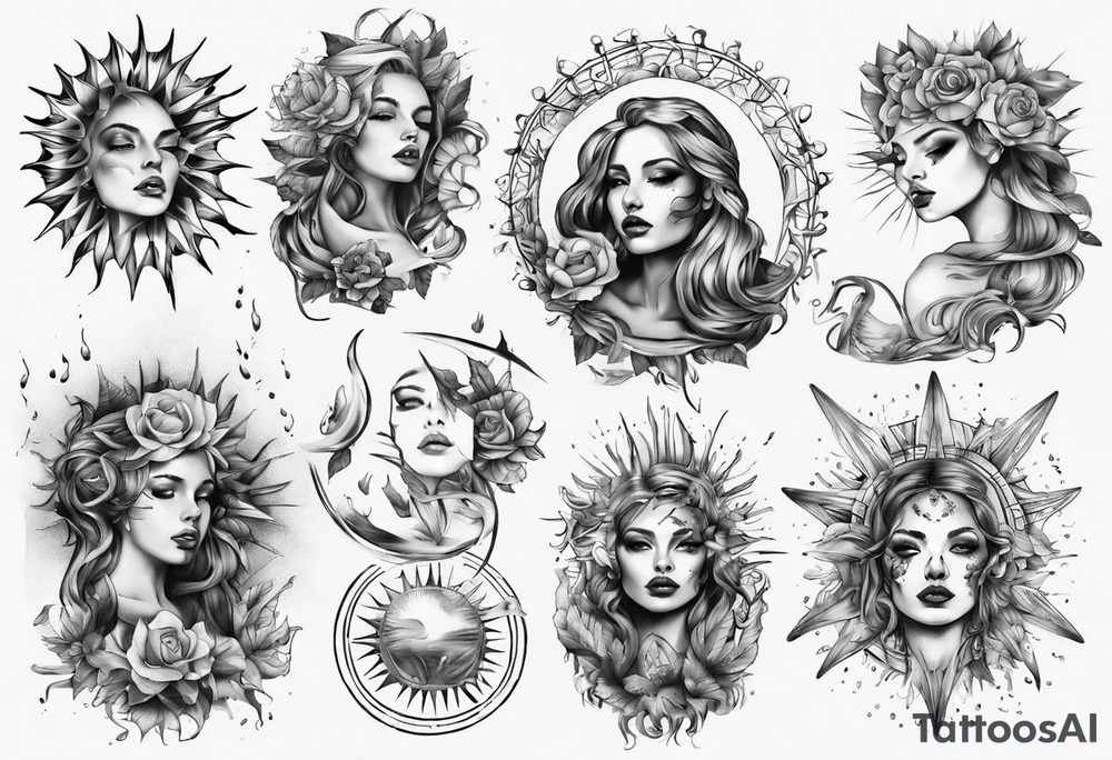 Wasser Nymphe Sonne tattoo idea