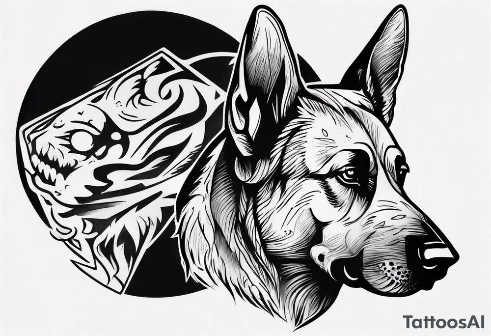 Side profile scary German shepherd tattoo idea Side profile scary German shepherd tattoo idea