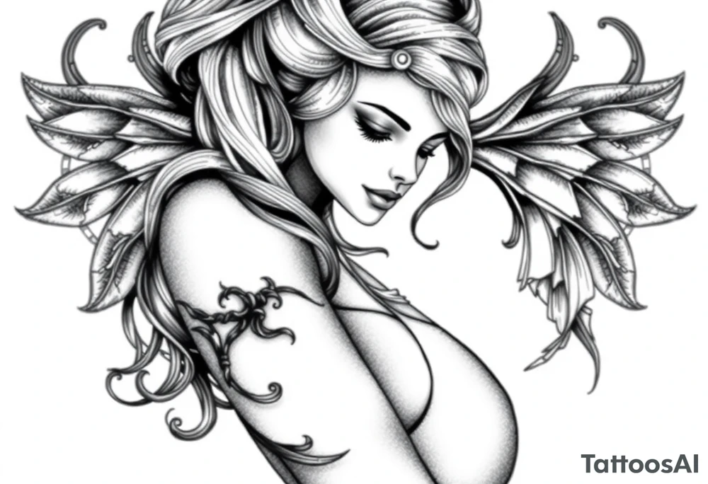 Sexy unique Aquarius goddess sleeve tattoo tattoo idea