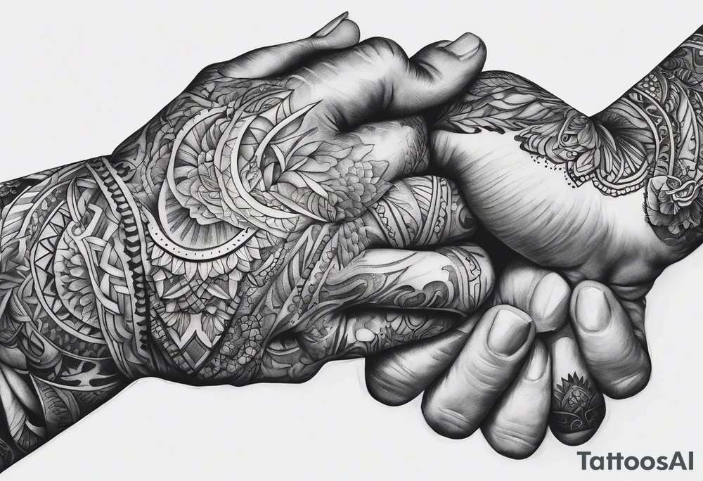 Hands overlapping each other tattoo idea