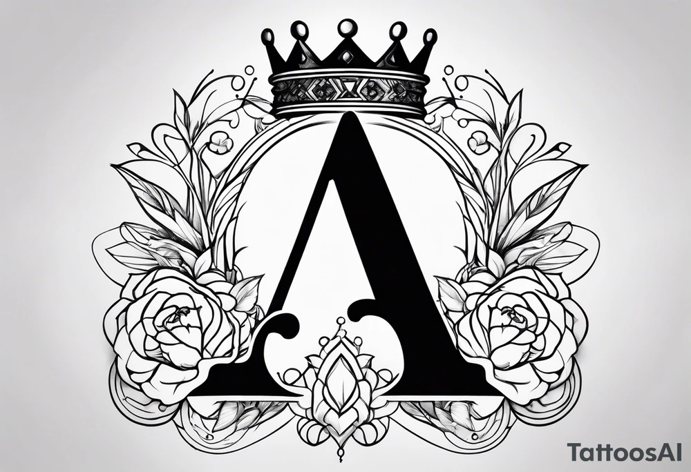 Letter a with a crown on top tattoo idea