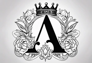 Letter a with a crown on top tattoo idea