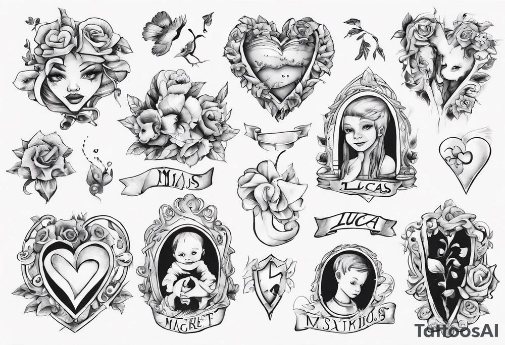 my kids' names: Lucas and Margaret and something that symbolizes love tattoo idea