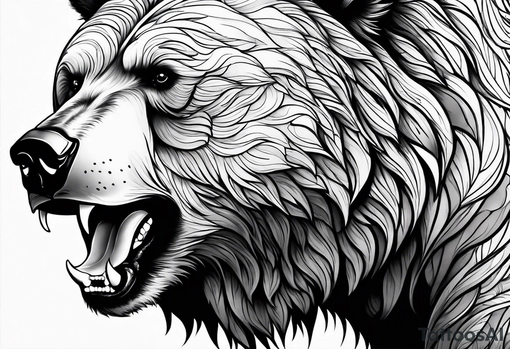 growling bear, torso tattoo idea