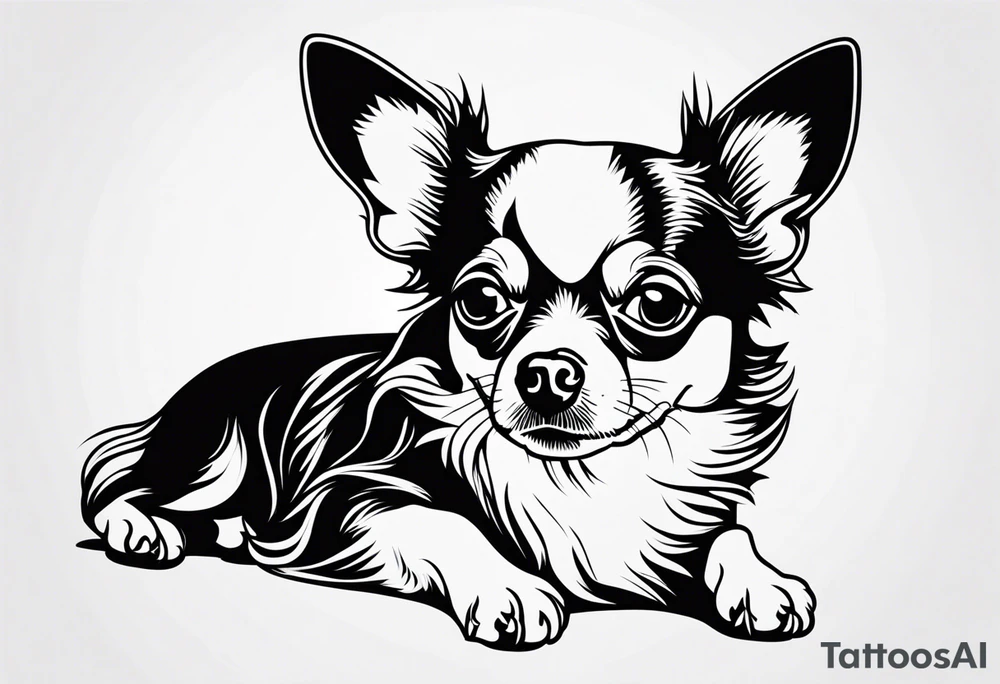 chihuahua long haired tattoo idea