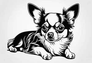 chihuahua long haired tattoo idea