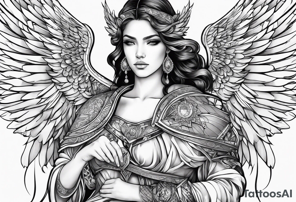 angel con accesorios tattoo idea