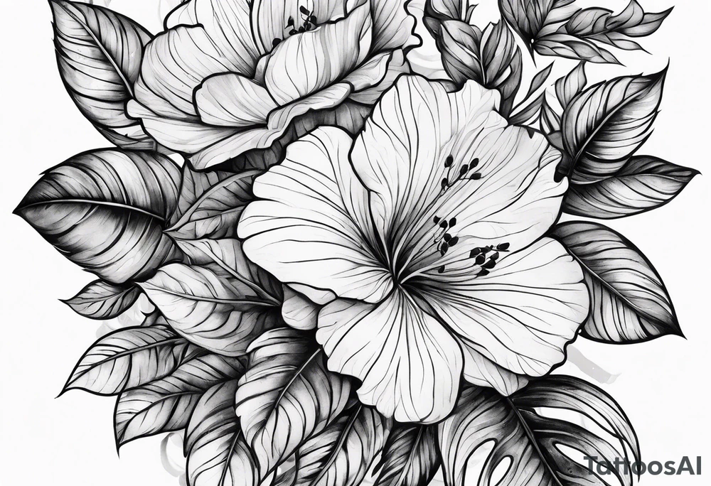 wood with foliage tattoo idea