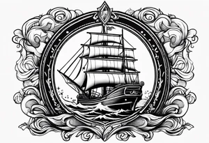 ship in a bottle, but the ship is in a storm tattoo idea