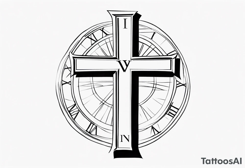 Cross Roman numeral Jan 18 2023 tattoo idea