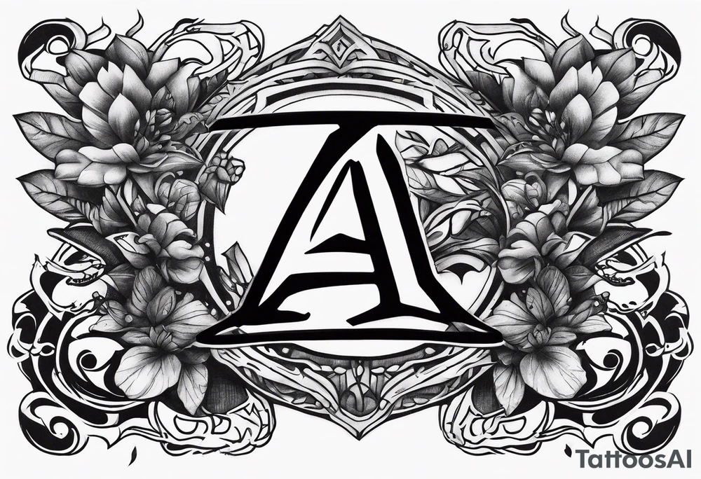 the letters A R in the middle of a ninja headband tattoo idea