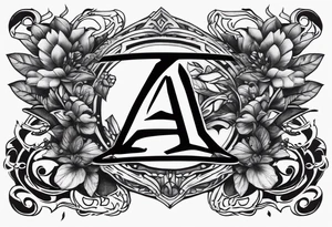 the letters A R in the middle of a ninja headband tattoo idea