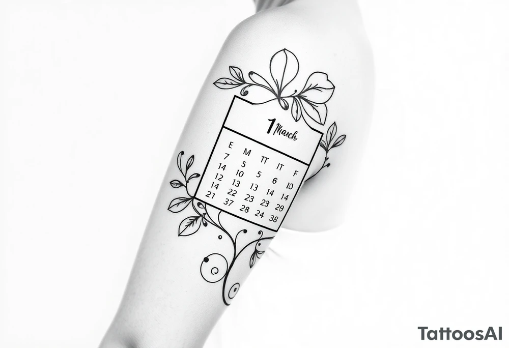 A calendar with 11th March tattoo idea