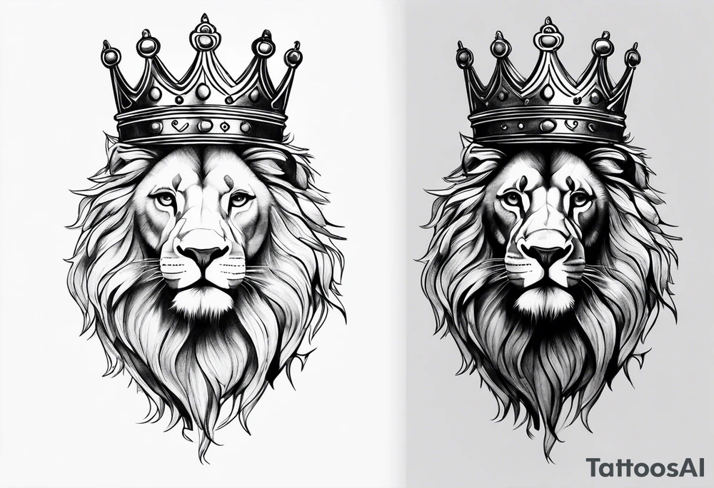 Lion with crown on it tattoo idea