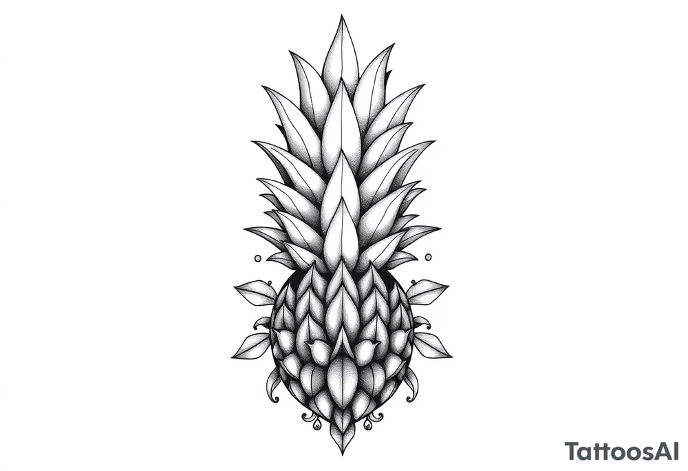 Bushy crown pineapple vagina,  design to go over vagina , erotic vagina  area design, anus to be at the bottom tattoo idea