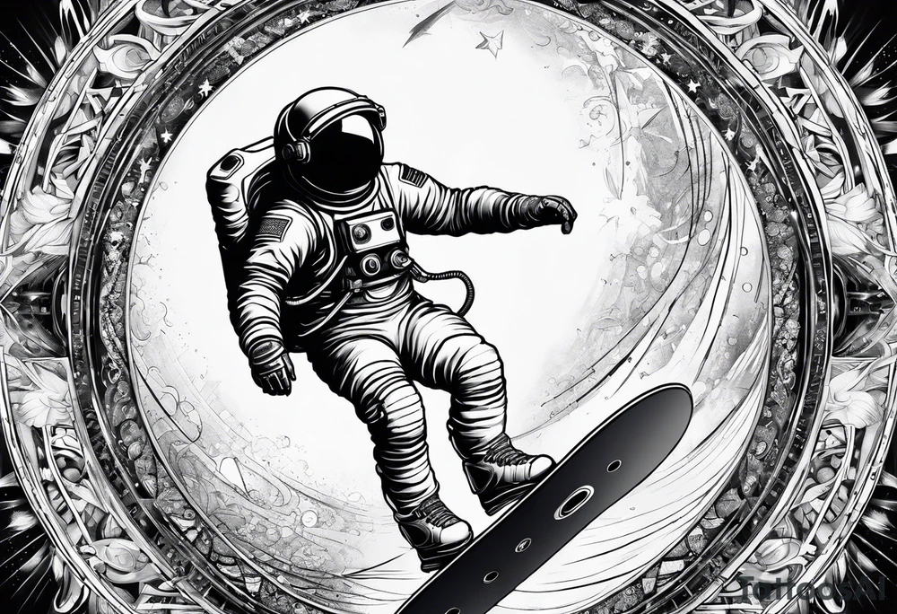 Astronaut mit skateboard tattoo idea