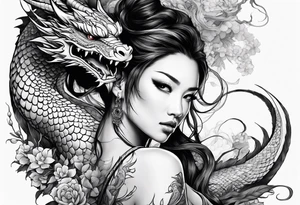 fit in one sheet full body warrior nymph with dragon tattoo idea