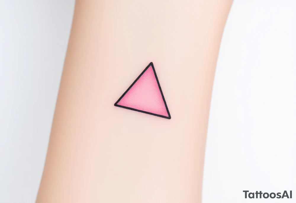A pink triangle (upsidedown), with very small black lining and upside down. Just the colour pink. No shapes. Just the colour pink in a gradient filling the triangle tattoo idea