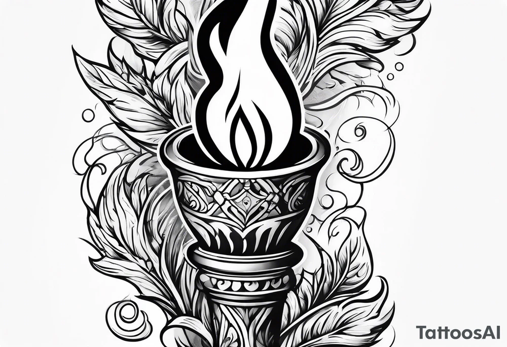 Flaming torch water background tattoo idea