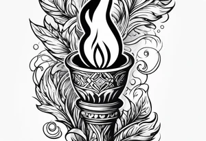 Flaming torch water background tattoo idea