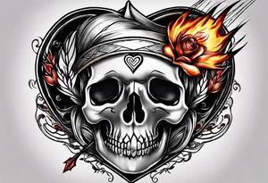 Heart on fire with an arrow shot through it. Showcasing things were difficult between me and my husband and how we are separating our paths tattoo idea