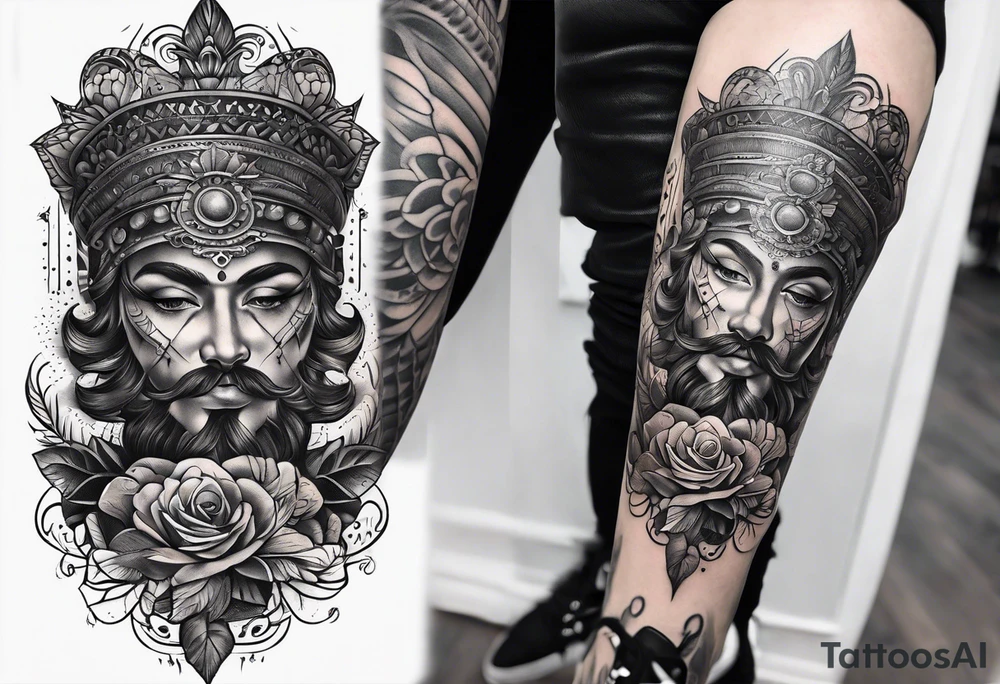 relegious leg tattoo tattoo idea