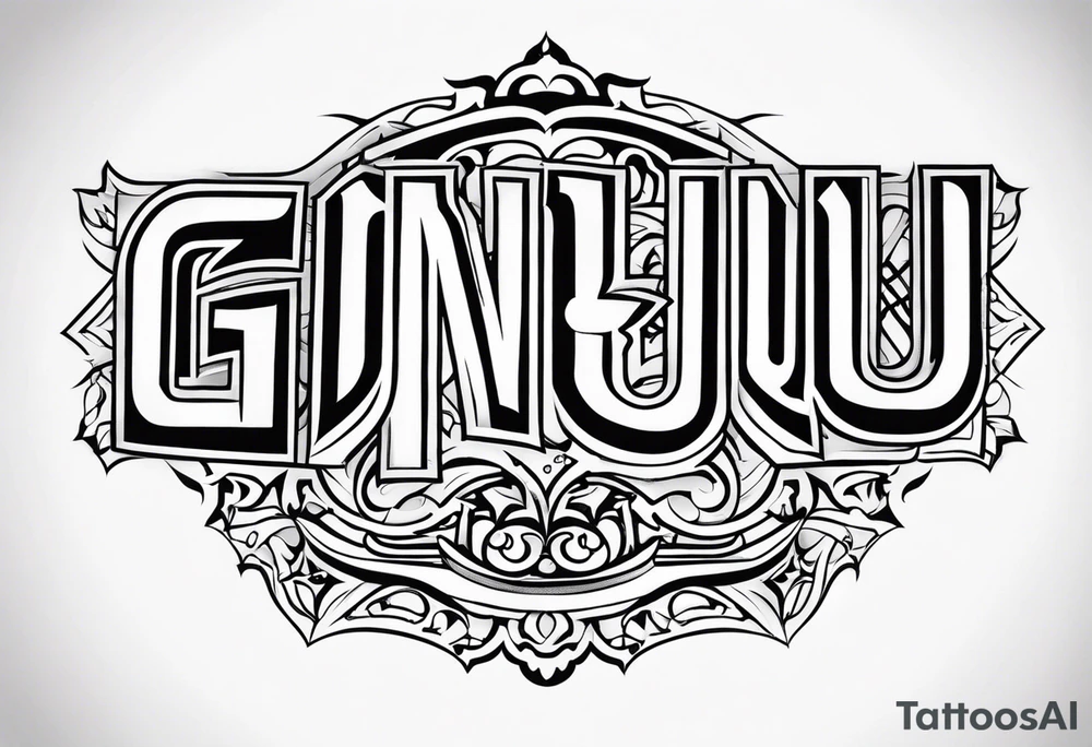 Letters "GNBLU" tattoo idea