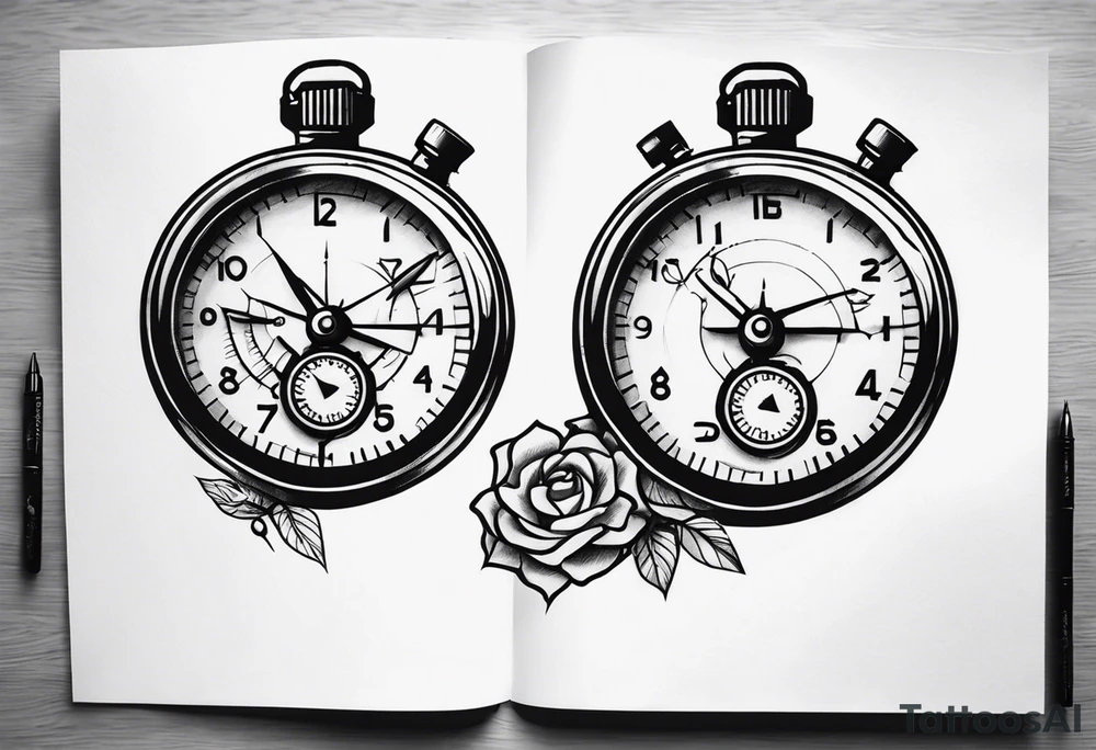 Twin broken stopwatches tattoo idea