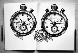 Twin broken stopwatches tattoo idea