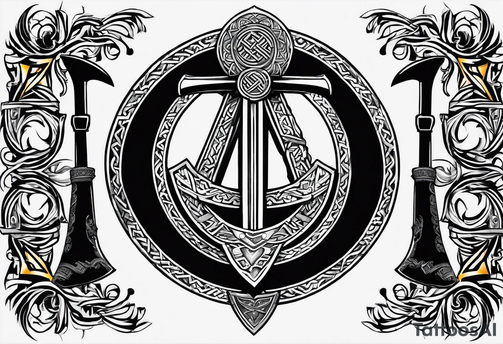 Valhalla valknut shield axe sword tattoo idea