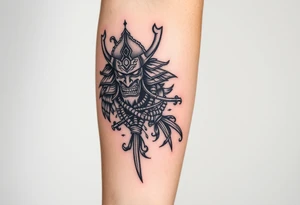Oni samurai arm sleeve tattoo idea