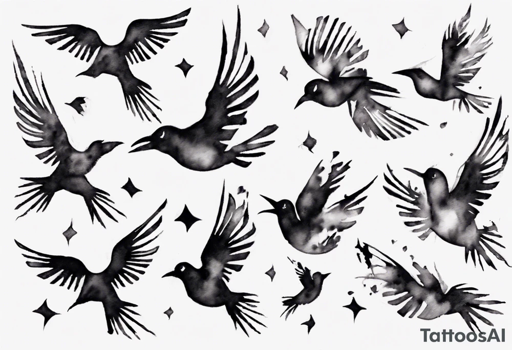 composition with birds flying free, puzzle piece tattoo idea composition with birds flying free, puzzle piece tattoo idea