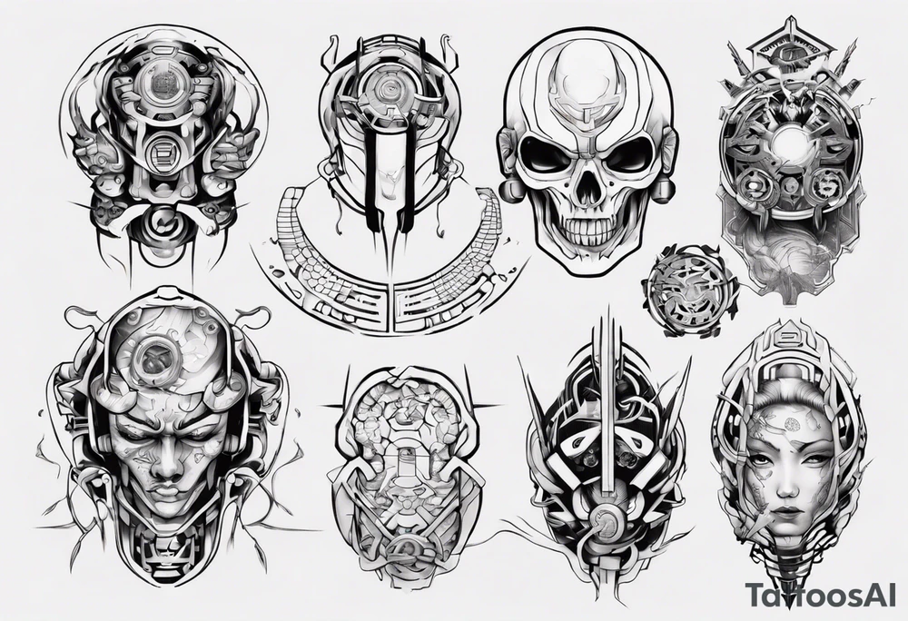 Cybernetic butt tattoo idea