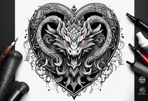 Long tattoo for arm. Lovecraftian creature, protecting a heart. tattoo idea