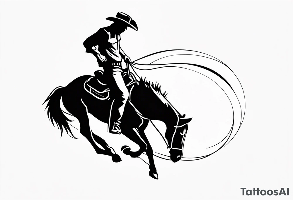 cowboy hanging onto horse tattoo idea