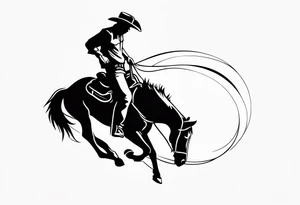 cowboy hanging onto horse tattoo idea