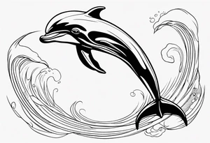 Thin extern outline of a dolphin without any fill. Just the outer lines only. tattoo idea