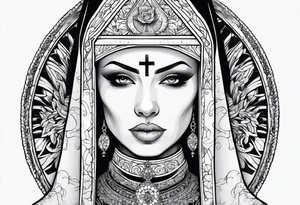 nun with nails in her eyes tattoo idea