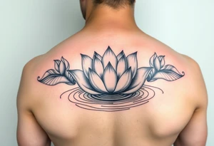 serene lotus flower emerging from sacred waters with ripples tattoo idea